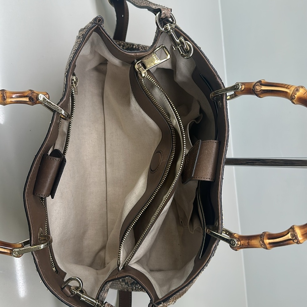 Gucci Python Medium Bamboo Shopper - image 6